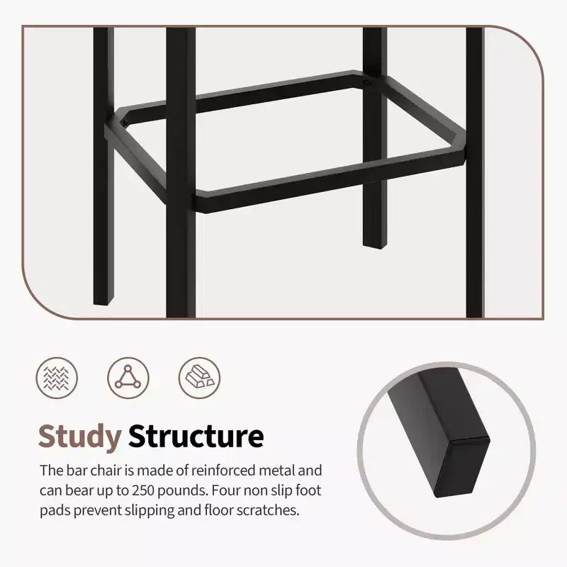 24 tabourets de bar avec revêtement en cuir PU de 5 cm d'épaisseur pour îlot de cuisine, comptoir de bar