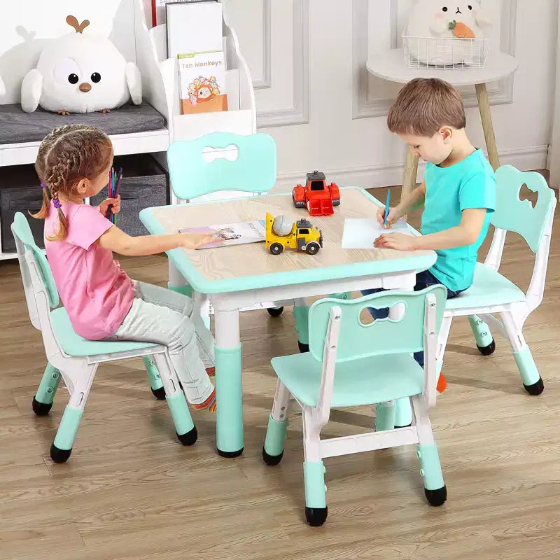 Ensemble Table et Chaises pour Enfants, Bureau Réglable en Hauteur pour Enfants de 2 à 10 Ans, Table d'Activités Manuelles, Pieds Antidérapants, pour Salles de Classe et Garderies