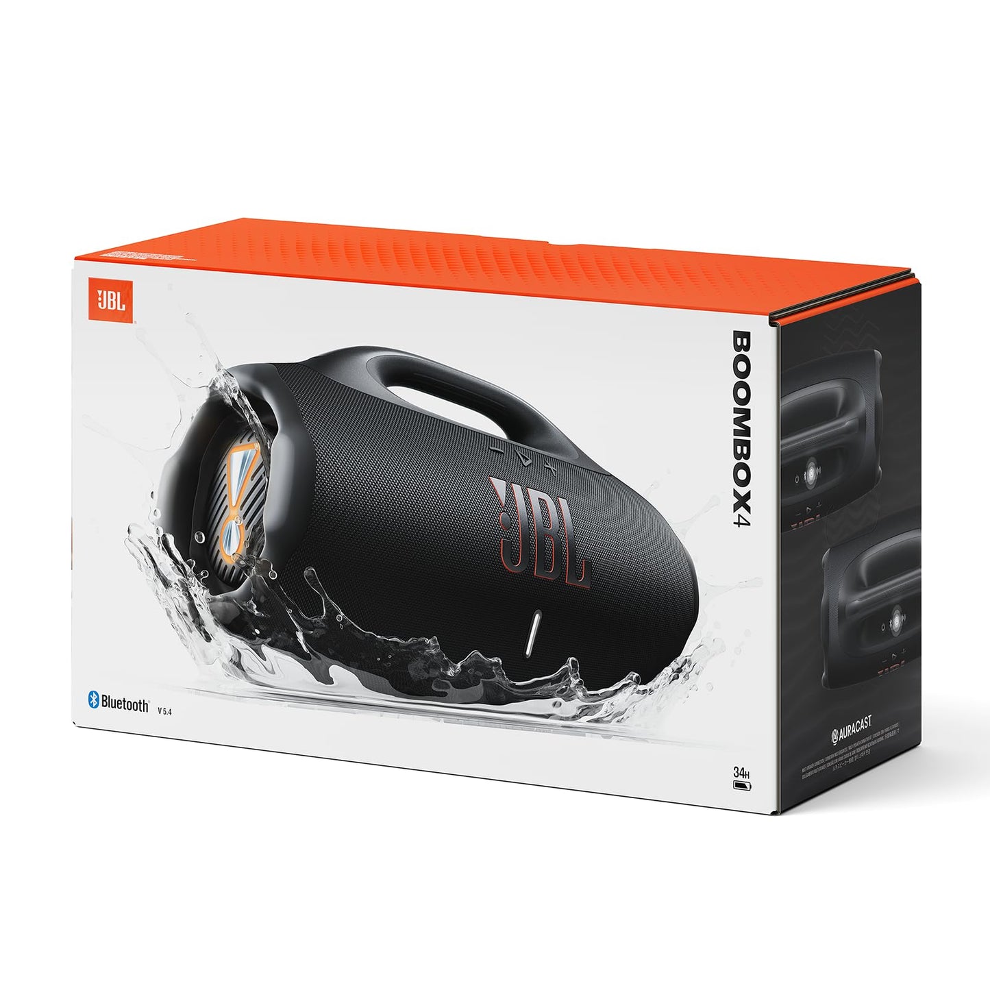 JBL Boombox 4, Enceinte Bluetooth Portable, Son JBL Pro, AI Sound Boost, étanchéité et résistance à la poussière IP68, jusqu'à 34 h d’autonomie, Conne