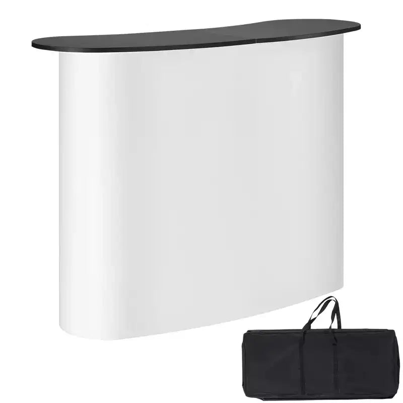 Table de podium portable VEVOR pour salon professionnel, comptoir d'exposition avec mur, table de bar de promotion pliable, podium escamotable, blanc