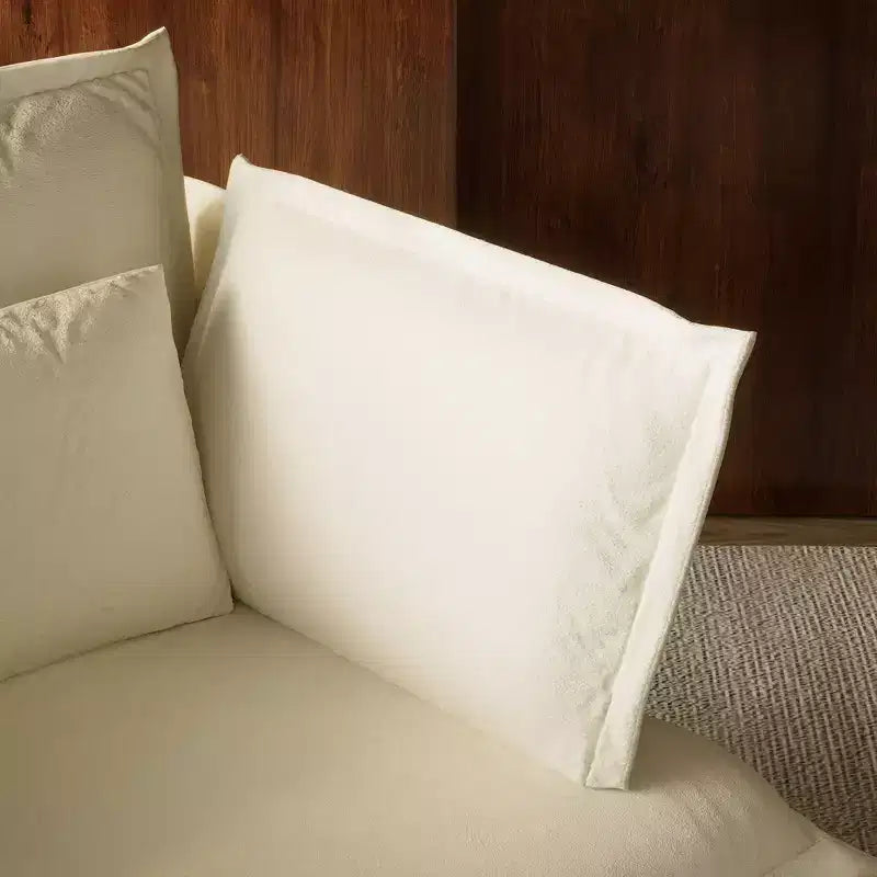 Fauteuil simple rembourré blanc Famapy, meuble de salon confortable avec coussins moelleux en coton