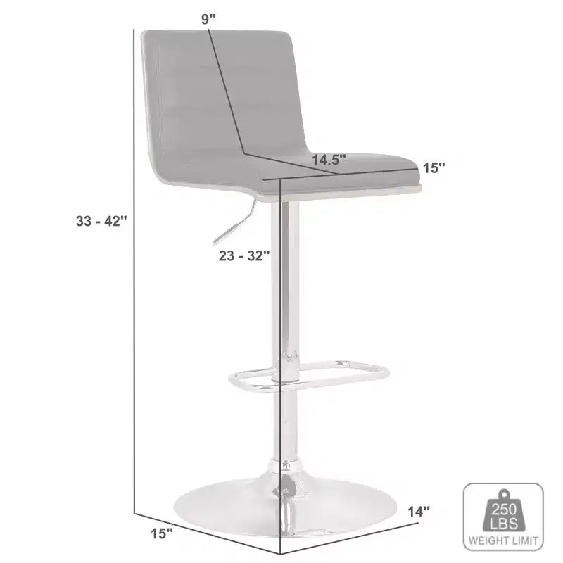 Tabouret de bar réglable pivotant GDFStudio Linton en similicuir et chrome avec accent en bois de noyer
