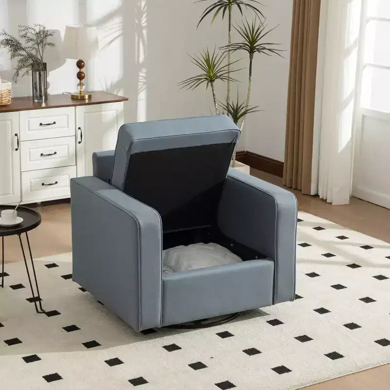 Fauteuil pivotant à 360° avec rangement dissimulé, fauteuil club une place avec oreiller pour salon, chambre, salle de lecture - ModernLuxe