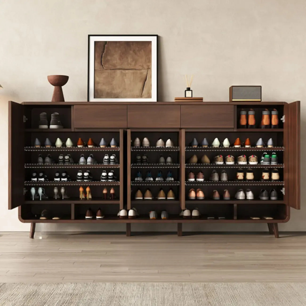 Meuble à chaussures moderne en bois blanc manufacturé