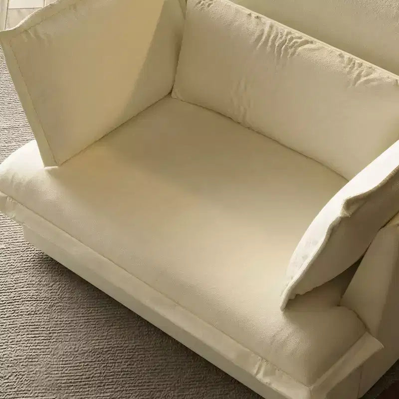 Fauteuil simple rembourré blanc Famapy, meuble de salon confortable avec coussins moelleux en coton