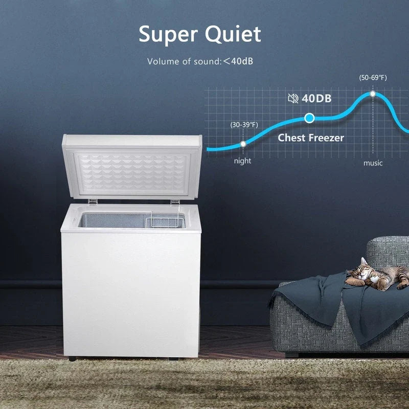 Congélateur coffre de 51 L avec panier amovible, drain inférieur, thermostat à 7 niveaux, conception autonome pour la maison et l'appartement