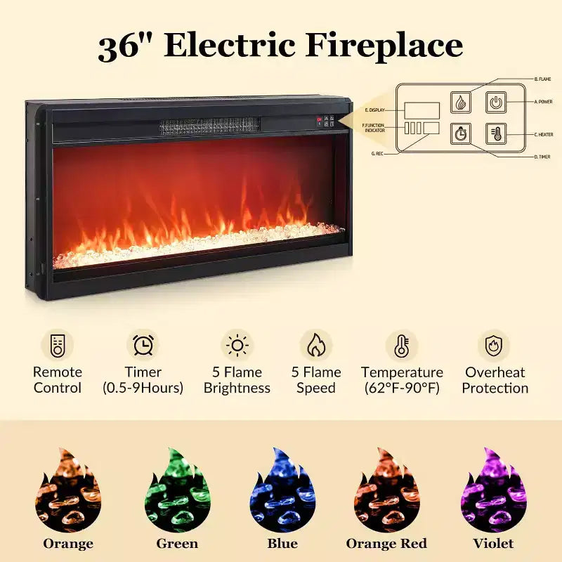 Meuble TV de cheminée cannelé de 70 po pour téléviseurs de 80 po, centre de divertissement moderne avec cheminée électrique de 36 po, console TV multimédia en bois avec rangement