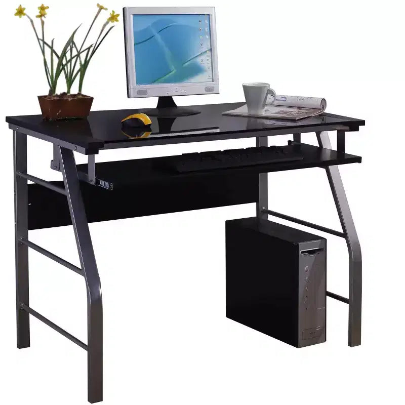 Bureau/Table d'ordinateur de la marque King en métal avec plateau en verre pour bureau à domicile