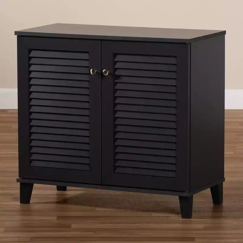 Meuble de rangement pour chaussures en bois, collection Coolidge, finition gris foncé - Baxton Studio : MDF composite, organiseur 12 paires, autoportant
