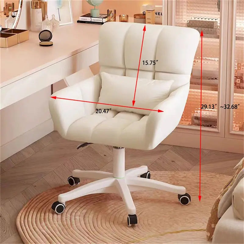 Chaise de bureau ergonomique rembourrée avec coussin, pivotante à 360°