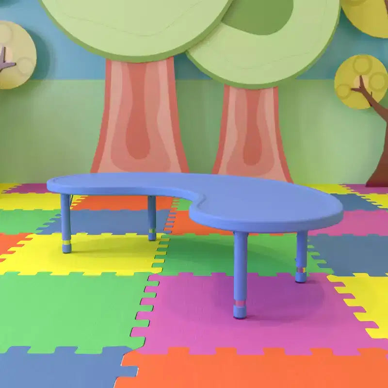 Table d'activités réglable en hauteur en plastique demi-lune Emma et Oliver 35 po larg. x 65 po long.