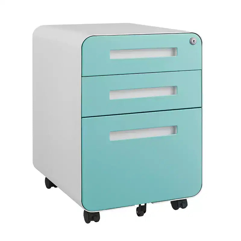 Meuble Classeur Mobile à 3 Tiroirs avec Serrure C Entièrement Assemblé Rangement Sous-Bureau pour Dossiers A4/Lettre/Légal, Conception en Métal Roulant à 5 Roues