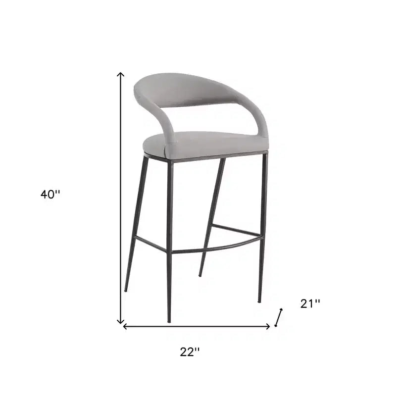 HomeRoots Chaise de bar basse 30" en similicuir et fer gris clair et noir