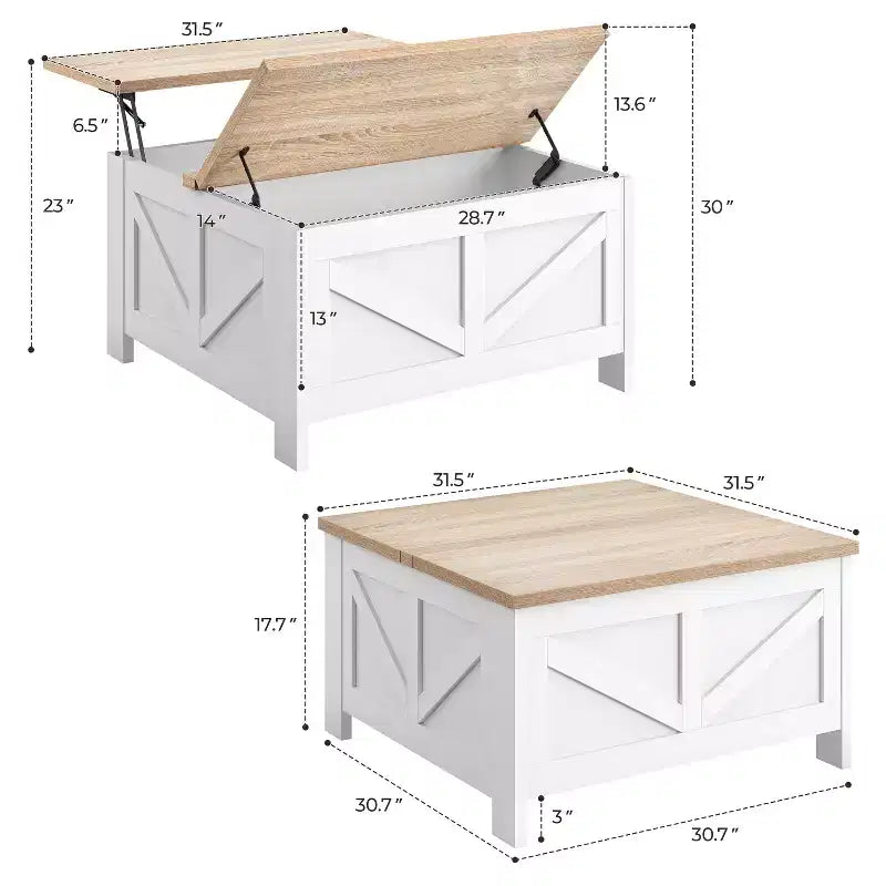 Table basse relevable en bois Yaheetech avec compartiments cachés pour salon ou réception