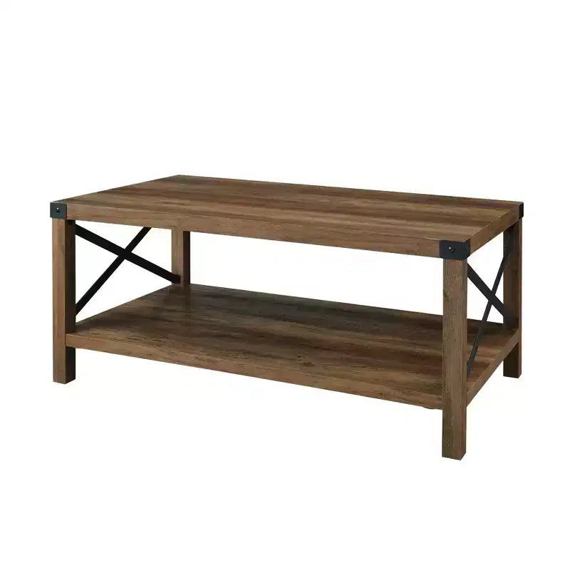 Table basse Sophie Rustic Industrial à piètement X - Saracina Home