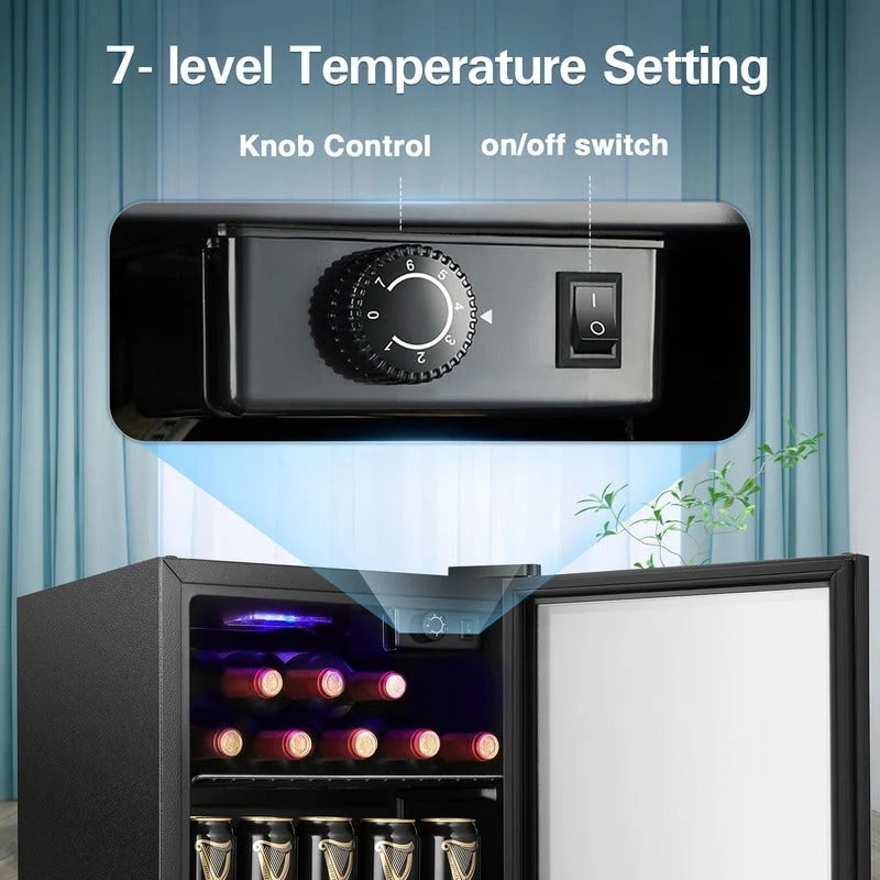 Mini-réfrigérateur de 36,8 litres pour boissons - 48 canettes, 12 bouteilles, porte vitrée, commande par molette
