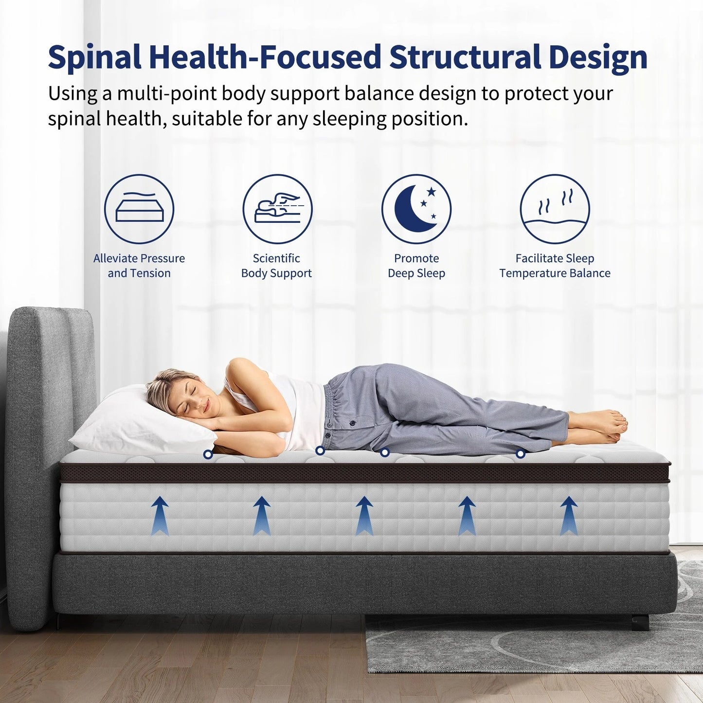 Matelas en mousse à mémoire de forme hybride 10 po – Soutien ferme moyen avec ressorts renforcés pour le soulagement de la pression, certifié CertiPUR-US