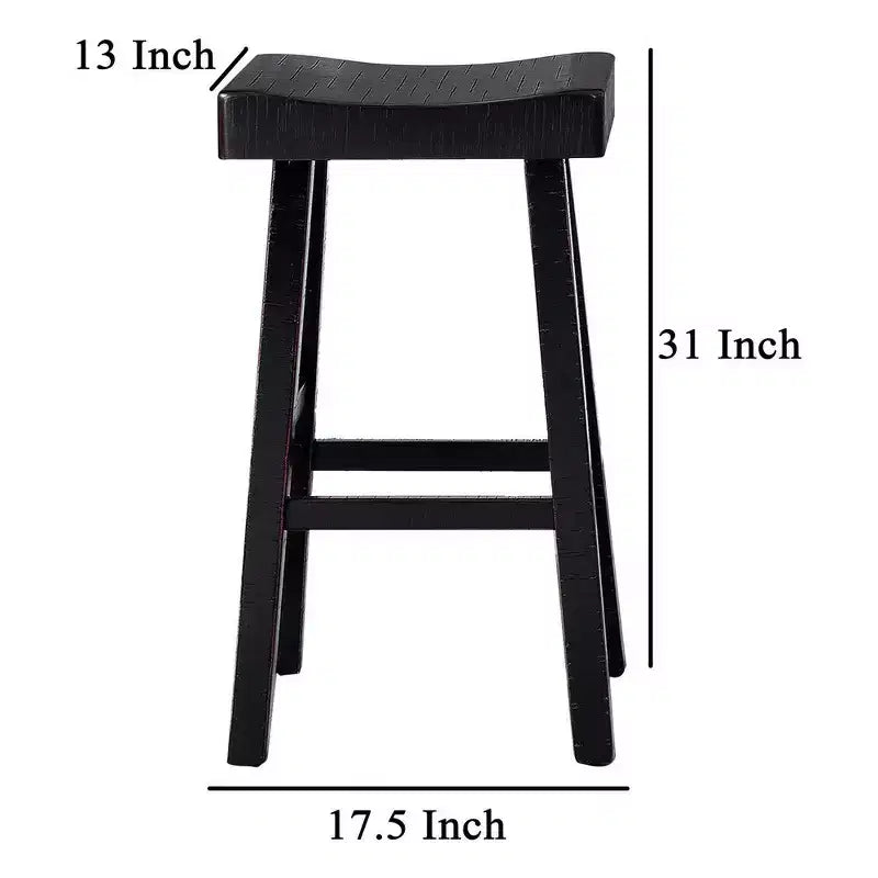 Royal Hampton – Lot de 2 tabourets de bar, assise en selle, bois massif noir style ferme