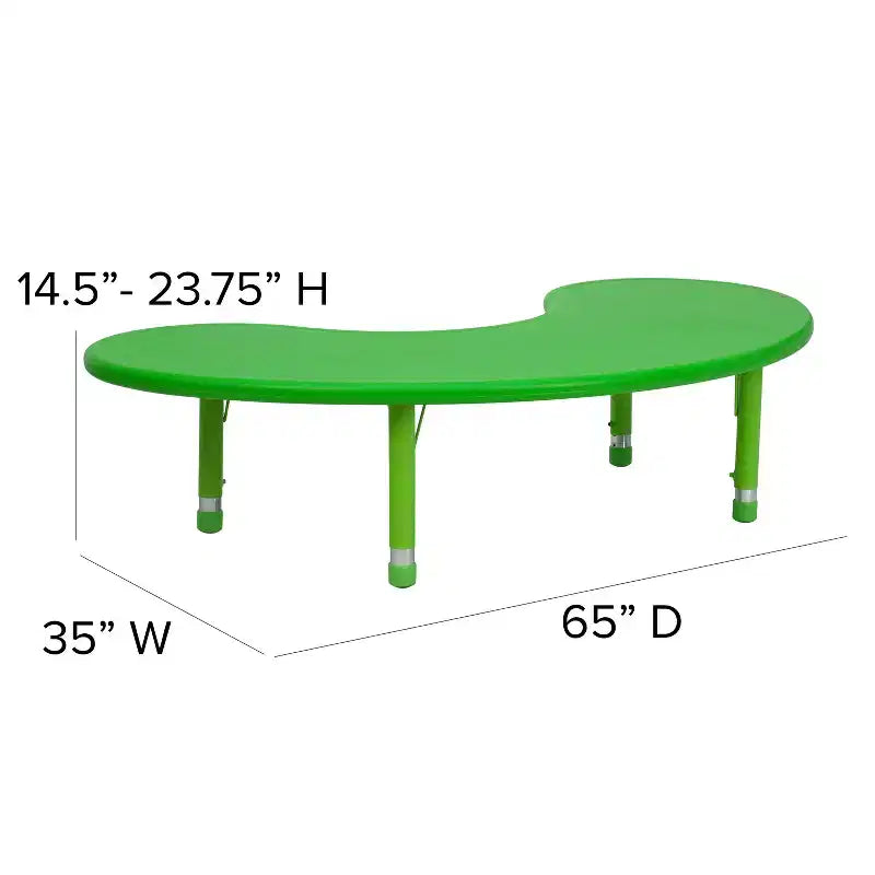 Table d'activités réglable en hauteur en plastique demi-lune Emma et Oliver 35 po larg. x 65 po long.