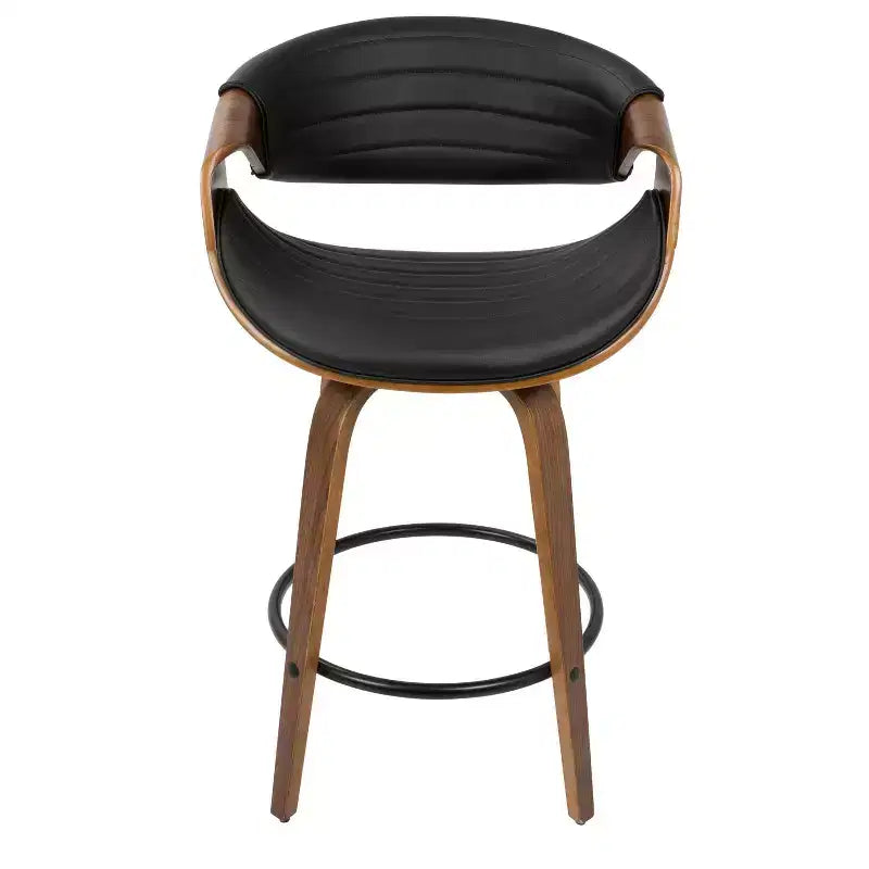 Lot de 2 tabourets de bar mi-hauts style Mid-Century Modern Symphony en similicuir noyer/noir - LumiSource : pivotant, structure en bois et métal, capacité de 113 kg