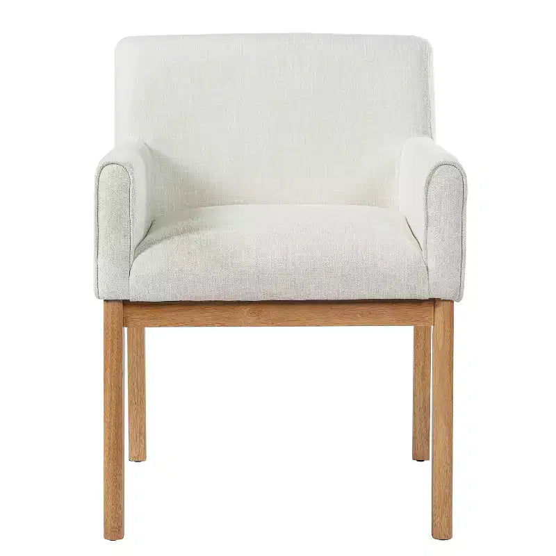 Christopher Knight Home Laure, chaises de salle à manger modernes en bois d'hévéa et tissu avec accoudoirs (lot de 2)