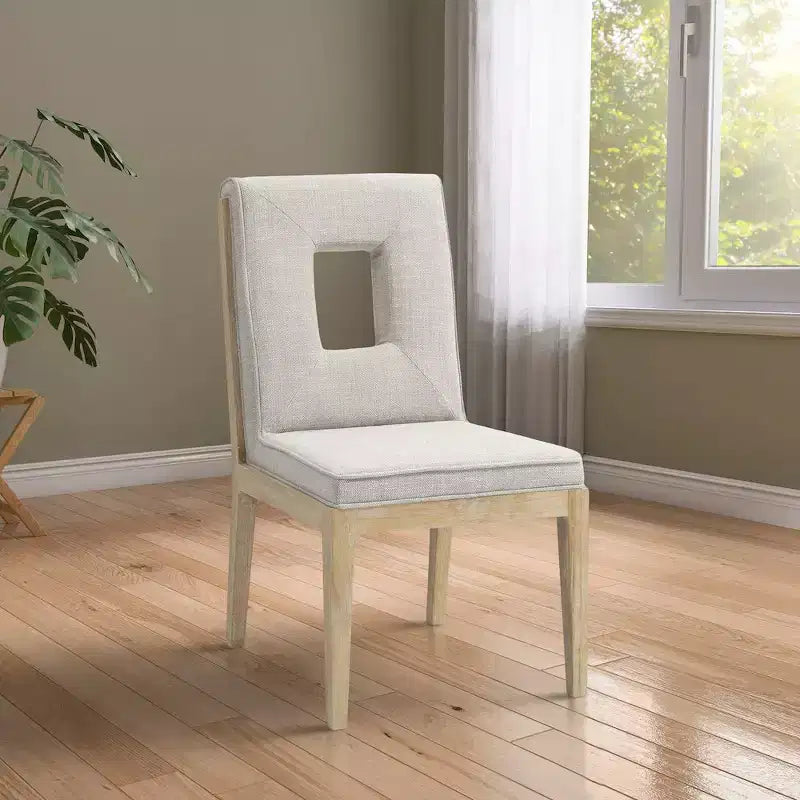 Meridian Furniture, Chaises de salle à manger Gwendolyn en tissu texturé lin, lot de 2