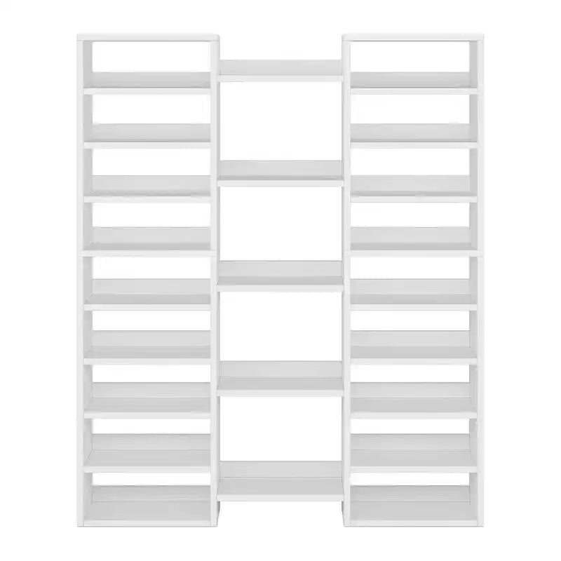MAYEERTY Grand range-chaussures blanc à 14 niveaux et 23 étagères, organiseur de chaussures vertical d'une capacité de 46 paires pour petits espaces