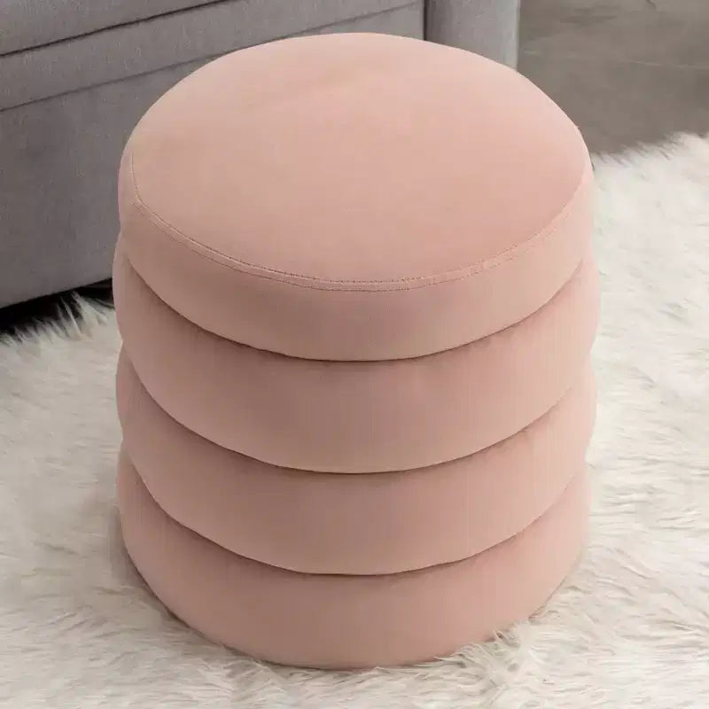 Okak Ottoman Rond Moderne Banc Tabouret de Coiffeuse Chaise Rembourrée en Velours Doux Tabouret Repose-Pieds pour Canapé Salon Chambre Entrée