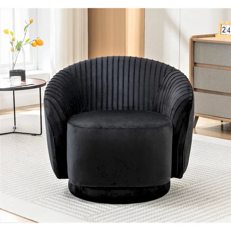 Petit fauteuil pivotant rond en velours Milvo
