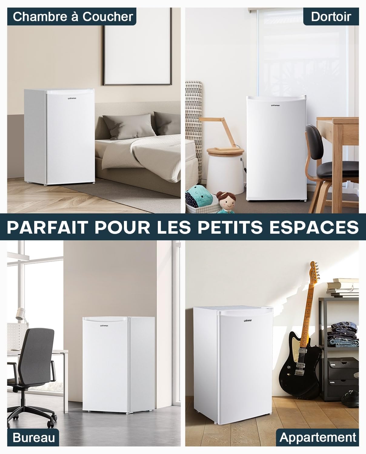 Upstreman Petit Frigo avec Congélateur de 91L, Bac à Légumes, Thermostat Réglable, Silencieux, Petit Frigo de Bureau, Porte Réversible, Réfrigérateur