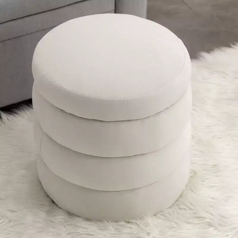 Okak Ottoman Rond Moderne Banc Tabouret de Coiffeuse Chaise Rembourrée en Velours Doux Tabouret Repose-Pieds pour Canapé Salon Chambre Entrée