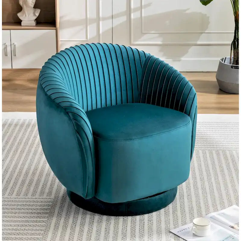 Petit fauteuil pivotant rond en velours Milvo