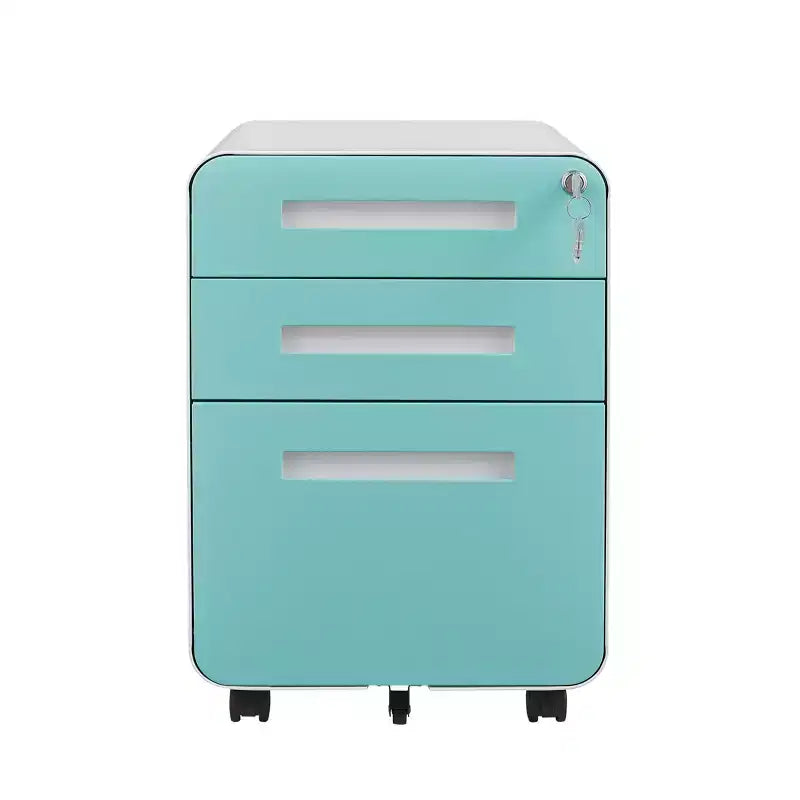 Meuble Classeur Mobile à 3 Tiroirs avec Serrure C Entièrement Assemblé Rangement Sous-Bureau pour Dossiers A4/Lettre/Légal, Conception en Métal Roulant à 5 Roues