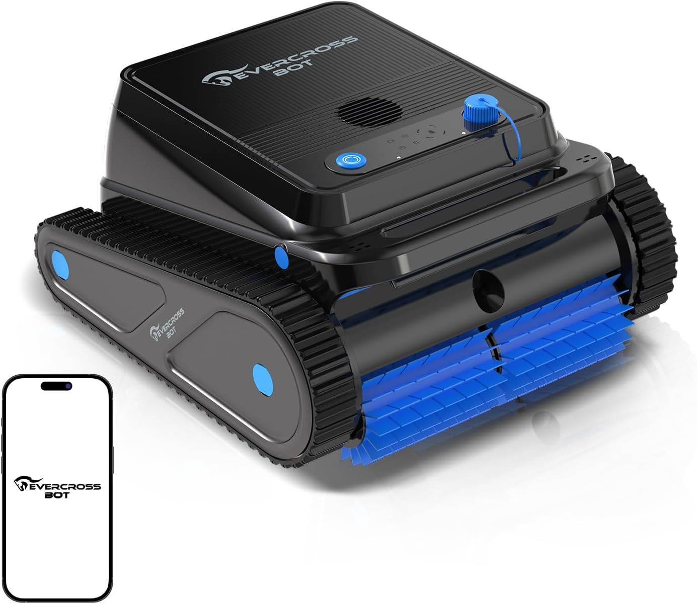EVERCROSS BOT U8 Robot Piscine Fond et Parois, Robot Piscine sans Fil avec Nettoyage de la Ligne d'eau, 120 Min Autonomie, Navigation Intelligente, Stationnement Automatique, Piscines 200㎡