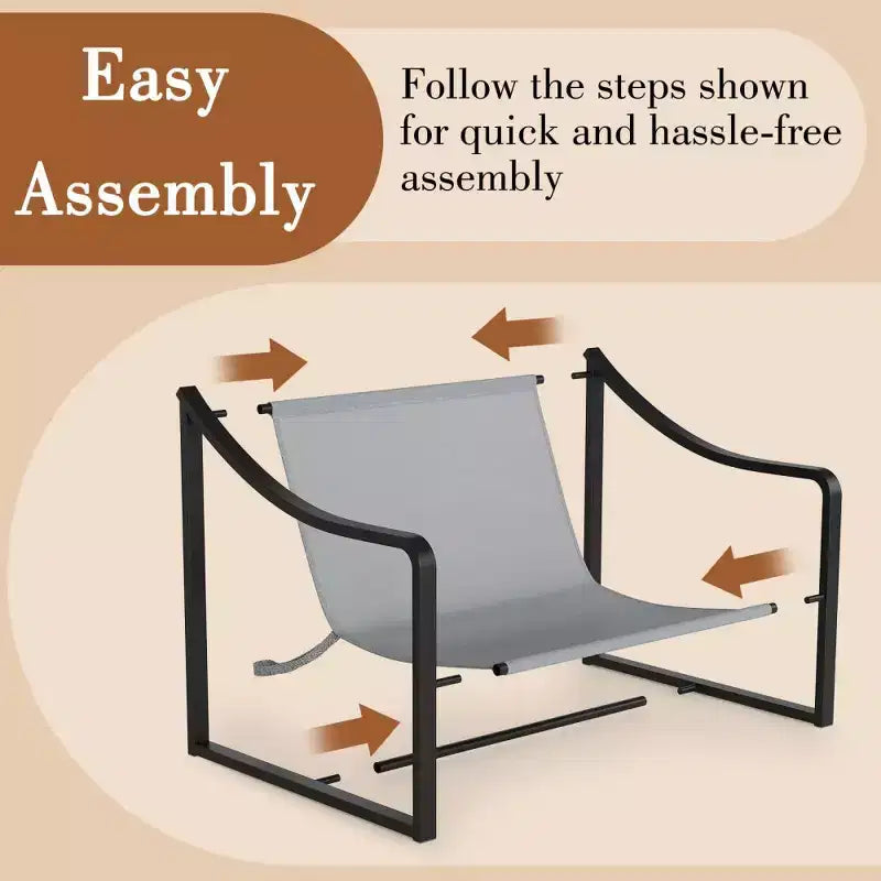 Fauteuil d'appoint Sling, 2 chaises de salon à structure métallique avec coussin amovible, fauteuil d'appoint pour cour, balcon, chambre