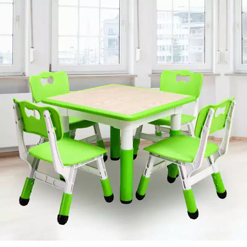 Ensemble Table et Chaises pour Enfants, Bureau Réglable en Hauteur pour Enfants de 2 à 10 Ans, Table d'Activités Manuelles, Pieds Antidérapants, pour Salles de Classe et Garderies
