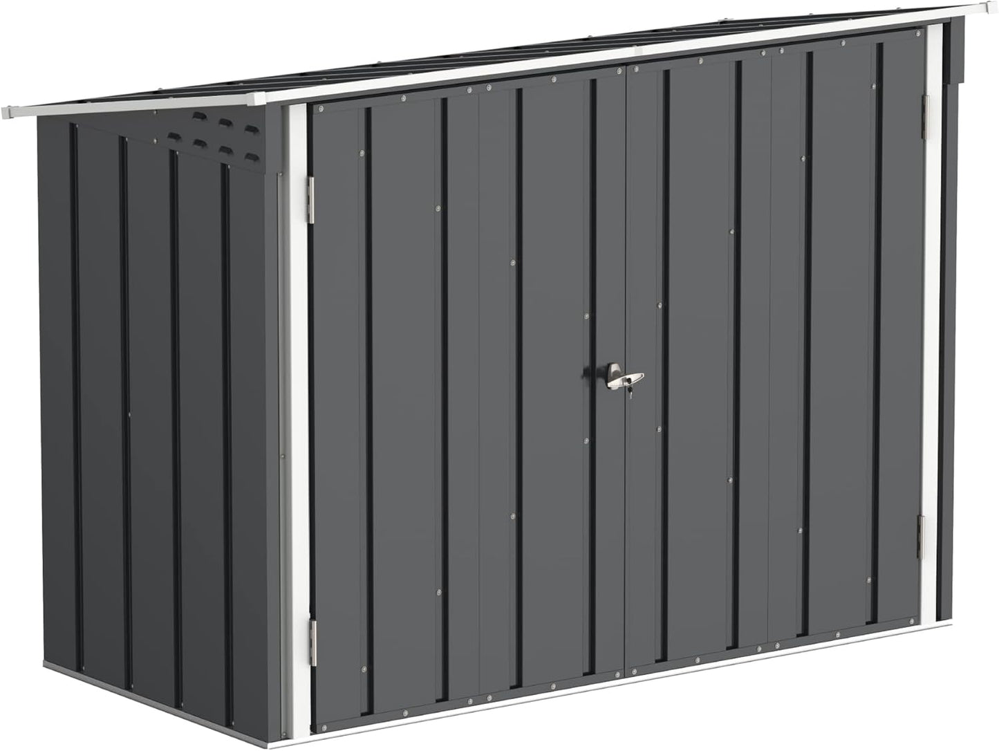 Duramax Abri à vélos pour 2 vélos avec portes doubles verrouillables entièrement larges, abri de stockage en métal, abri de jardin pour vélos, stockage de vélos, 203 x 101 x 146 cm, anthracite