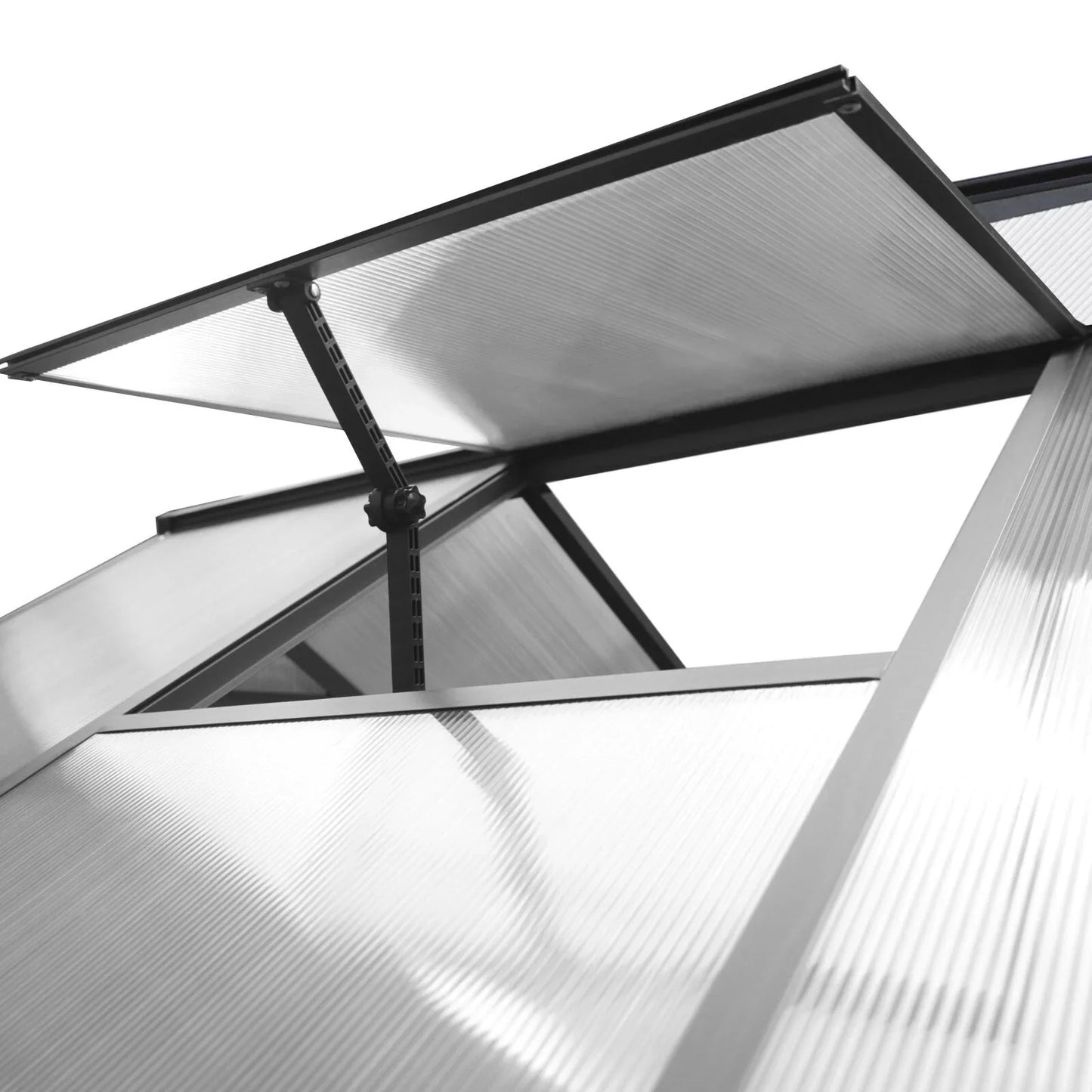 Serre de jardin aluminium VEIKOUS avec évent de toit réglable et porte verrouillable Grise