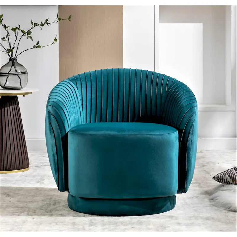 Petit fauteuil pivotant rond en velours Milvo