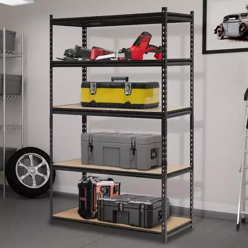 Étagères de garage robustes à 5 niveaux - Étagères de rangement réglables, capacité de charge de 907 kg, unité de rayonnage utilitaire en métal