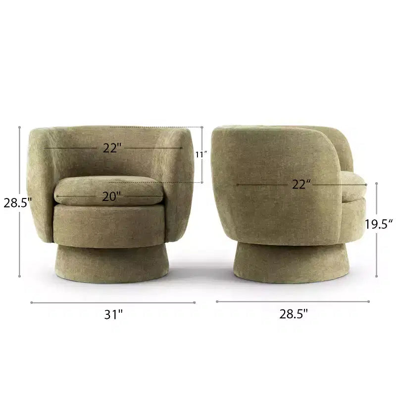Lot de 2 fauteuils pivotants modernes avec revêtement en tissu, fauteuil lounge pivotant à 360° pour salon, chambre à coucher - Panipeachy