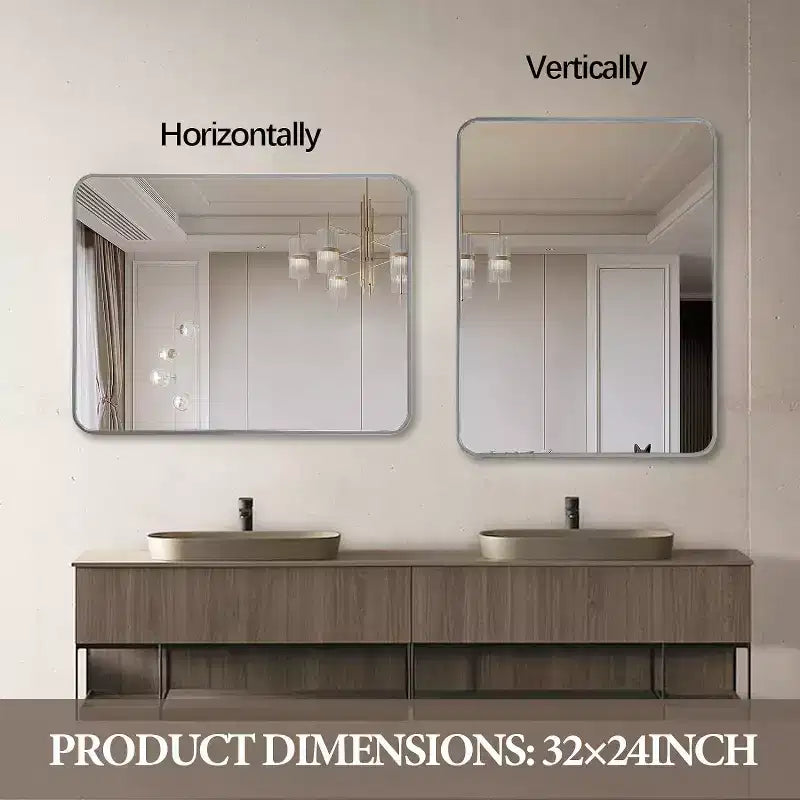Miroir mural de salle de bain rectangulaire encadré en métal noir 24x36 pouces.