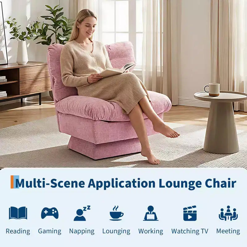 Fauteuil pivotant d'appoint moderne - Fauteuil de lecture confortable en chenille rembourré avec coussin épais, fauteuil club décoratif pour salon, chambre à coucher, bureau