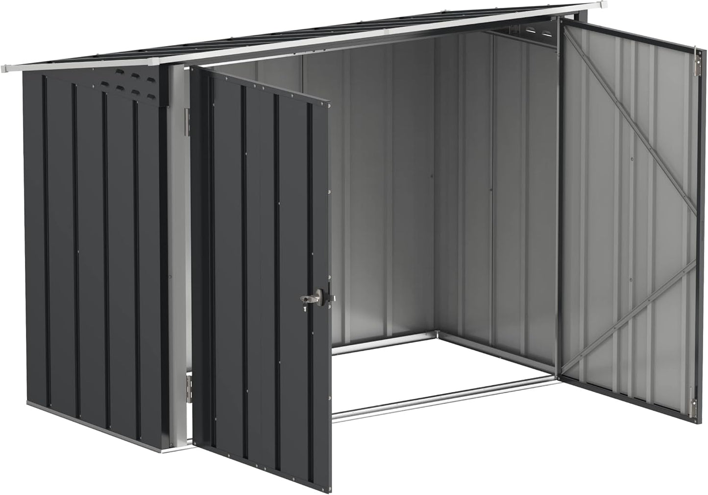 Duramax Abri à vélos pour 2 vélos avec portes doubles verrouillables entièrement larges, abri de stockage en métal, abri de jardin pour vélos, stockage de vélos, 203 x 101 x 146 cm, anthracite