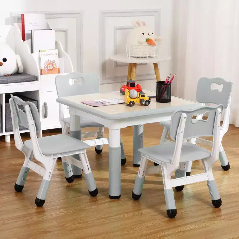 Ensemble Table et Chaises pour Enfants, Bureau Réglable en Hauteur pour Enfants de 2 à 10 Ans, Table d'Activités Manuelles, Pieds Antidérapants, pour Salles de Classe et Garderies