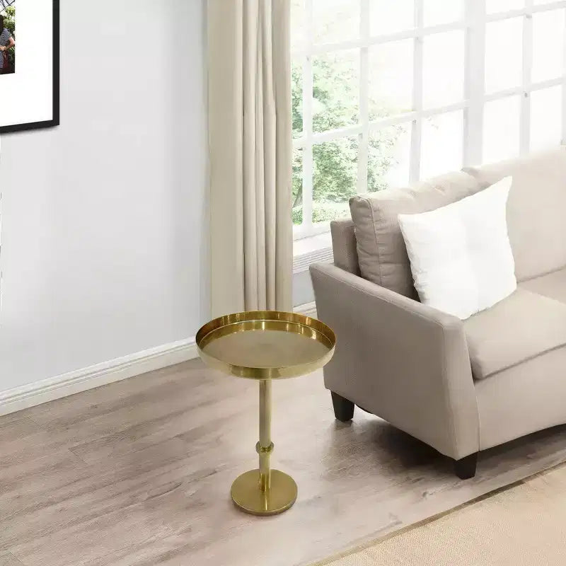 Table d'appoint Royal Hampton de 22 pouces avec base pilier vintage élégante et plateau rond