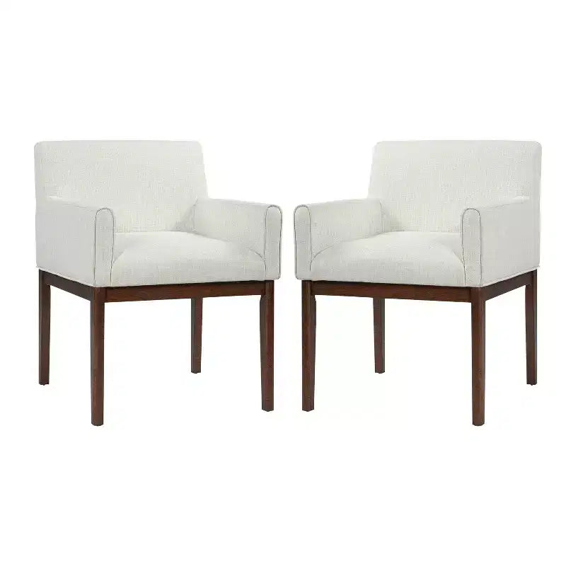 Christopher Knight Home Laure, chaises de salle à manger modernes en bois d'hévéa et tissu avec accoudoirs (lot de 2)