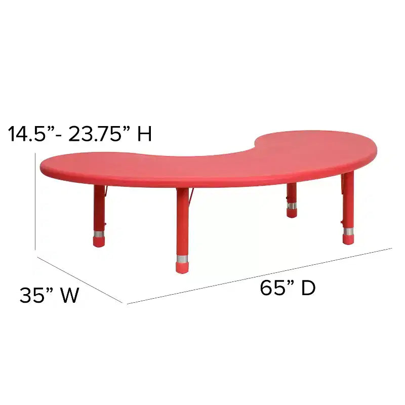 Table d'activités réglable en hauteur en plastique demi-lune Emma et Oliver 35 po larg. x 65 po long.