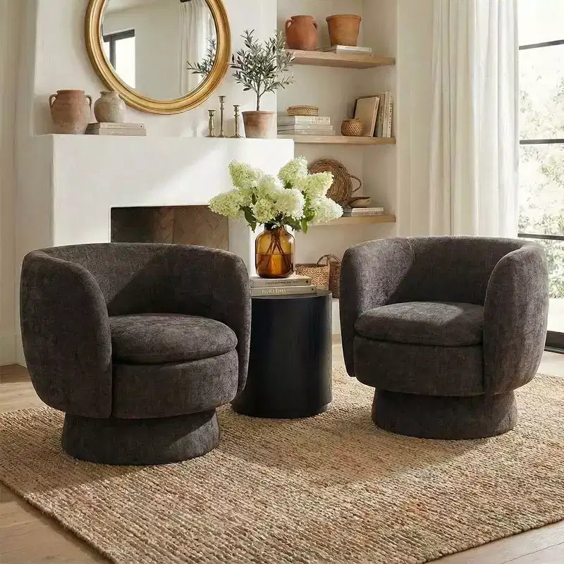 Lot de 2 fauteuils pivotants modernes avec revêtement en tissu, fauteuil lounge pivotant à 360° pour salon, chambre à coucher - Panipeachy