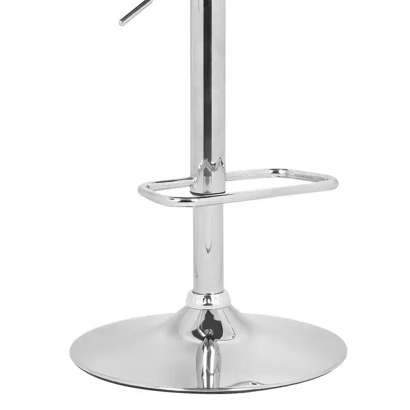 Tabouret de bar réglable pivotant GDFStudio Linton en similicuir et chrome avec accent en bois de noyer